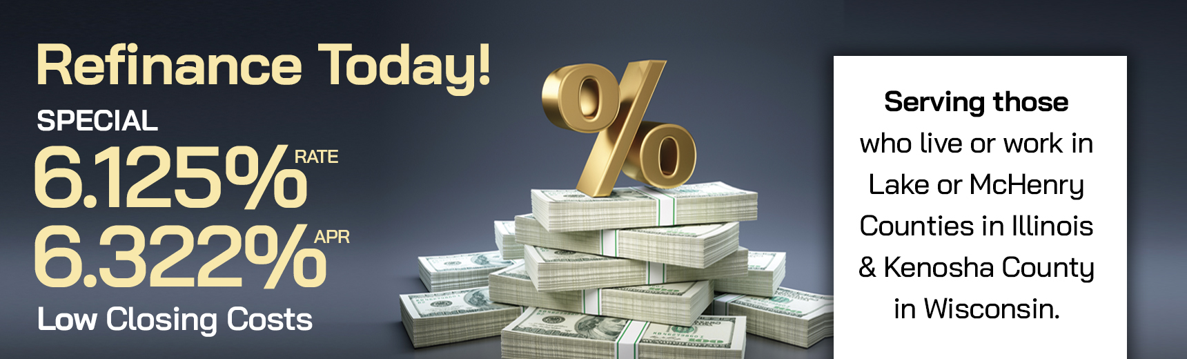 Marry the house now... break up with the rate later! click on the mortgage center button #highratedon'twait Serving those who live or work in Lake or McHenry counties in Illinois &amp; Kenosha county in wisconsin