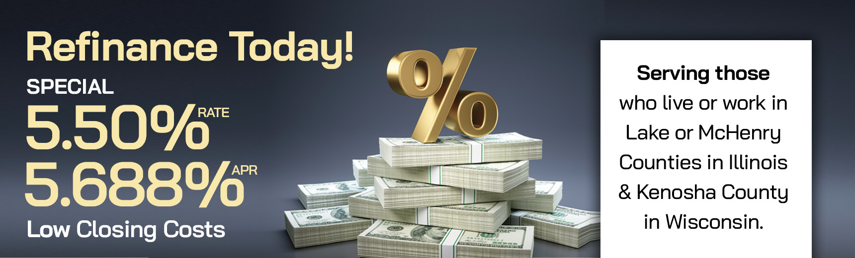 Marry the house now... break up with the rate later! click on the mortgage center button #highratedon'twait Serving those who live or work in Lake or McHenry counties in Illinois &amp; Kenosha county in wisconsin